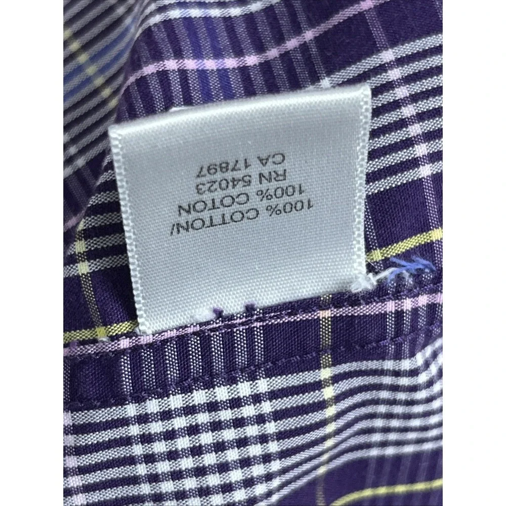 Banana Republic Men's Large Purple Plaid Long Sleeve Button Up Shirt